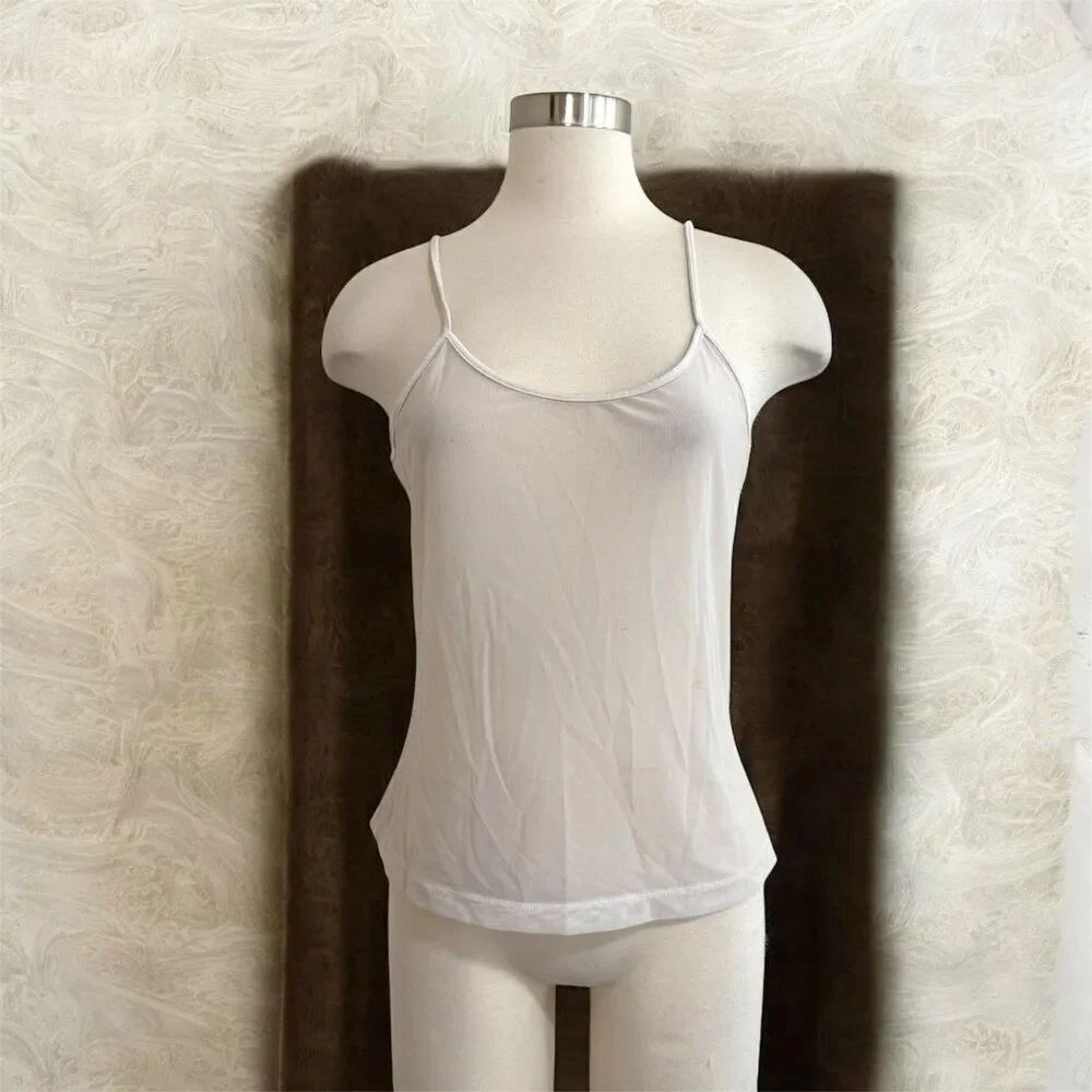 The Limited Y2K Sheer Silver White Tank Top Blouse Large